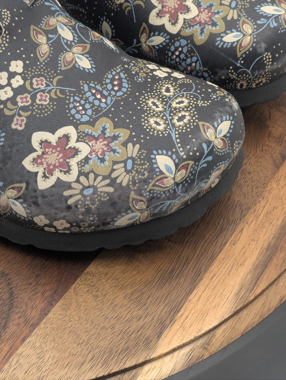 Papillio Birkenstock Floral Clogs EU 36 US 5 5.5 Black Boho Comfort Shoes - Picture 12 of 14